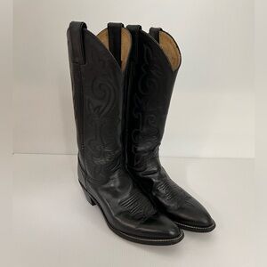 Justin Black Leather Cowboy Boots, Women’s Size 7.5